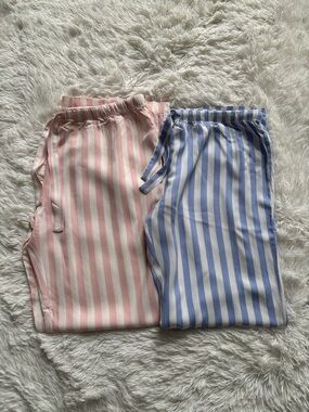 Womens Striped Pajama Pants - Pink & Blue